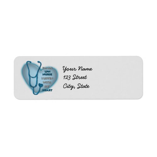 Blue Heart LPN Nurse custom name label