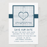 Blue Heart Math Graph Save the Date Invite<br><div class="desc">A pair of math nerds in love would find it easy to calculate that this save the date would be the obvious solution for announcing their wedding. Quirky and full of nerdy charm is this unique Heart Math Graph Save the Date Announcement in dark blue featuring a grid with x...</div>