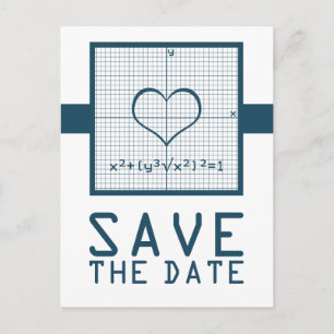 Blue Heart Math Graph Save the Date Postcard