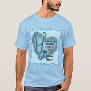 Blue Heart Midwife Nurse T-Shirt