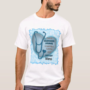Blue Heart Midwife Nurse T-Shirt