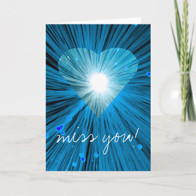 Blue Heart 'Miss You!' greetings card (Front)