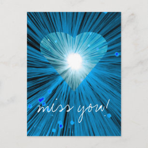 Blue Heart 'miss you!' postcard