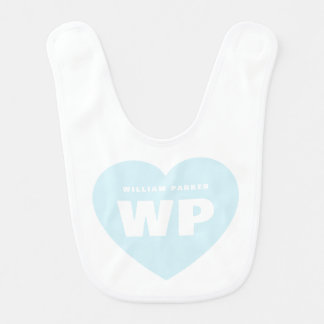 Blue Heart Monogram Newborn Custom boy baby Bib