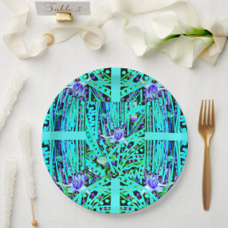Blue Heart Moon & Wonder Blue Roses Paper Plates