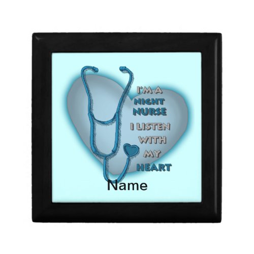 Blue Heart Night Nurse custom name gift box