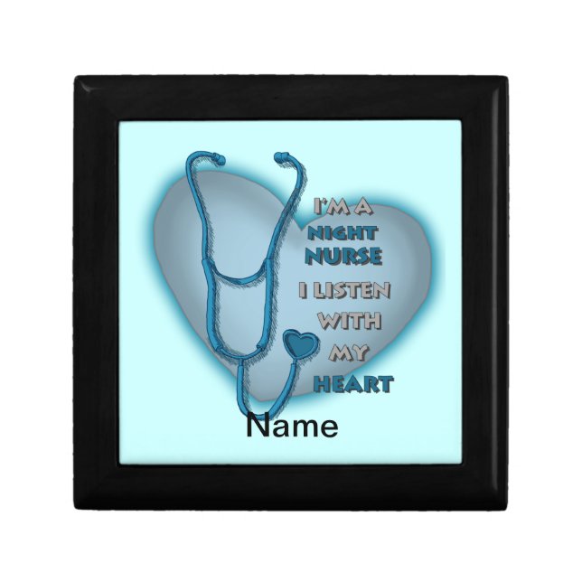 Blue Heart Night Nurse Jewelry Box (Front)
