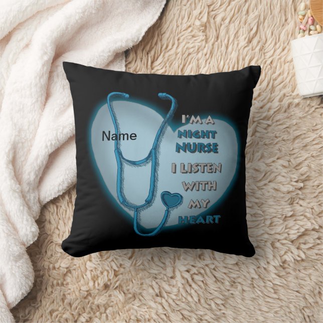 Blue Heart Night Nurse Throw Pillow (Blanket)