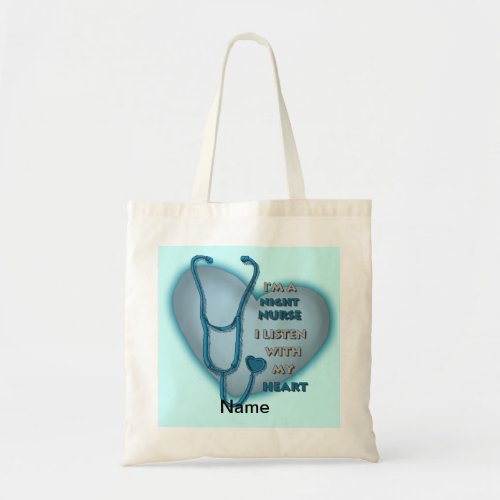 Blue Heart Night Nurse  Tote Bag