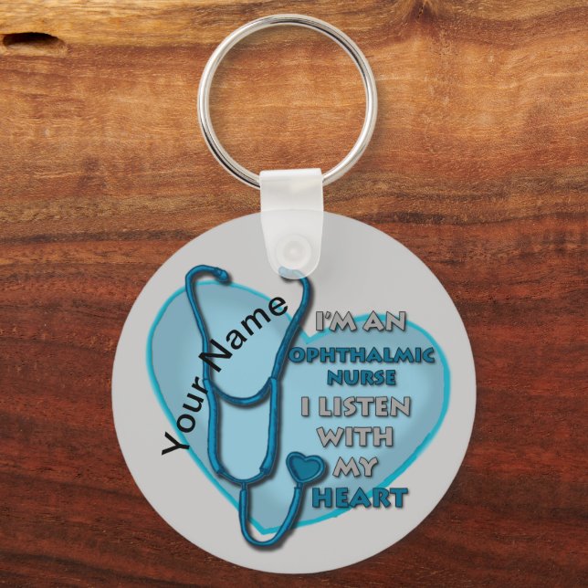 Blue Heart Ophthalmic Nurse Keychain (Front)