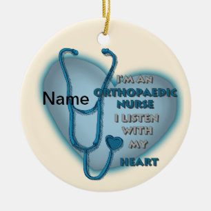 Blue Heart Orthopedic Nurse Ceramic Ornament