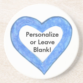 Blue Heart Outline Drink Coaster