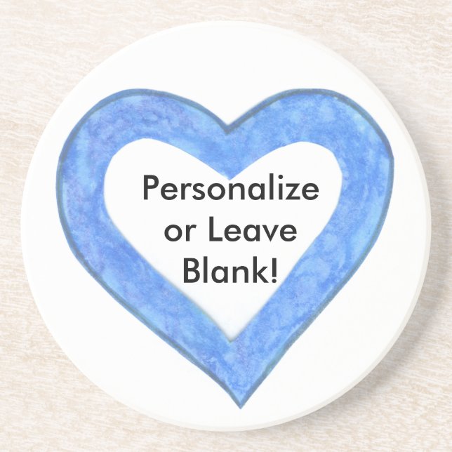 Blue Heart Outline Drink Coaster (Front)