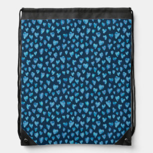 Blue heart pattern drawstring bag