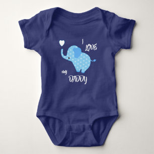 Blue Heart Pattern Elephant Baby Bodysuit