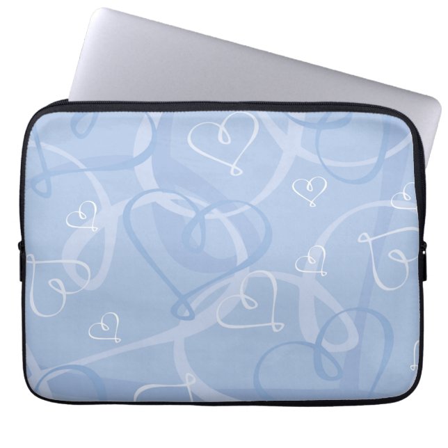 Blue heart pattern laptop sleeve (Front)