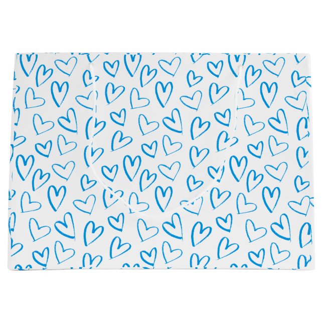 Blue Heart Pattern Large Gift Bag (Front)