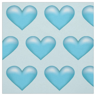 Blue Heart Pattern On Light Blue Background Color Fabric