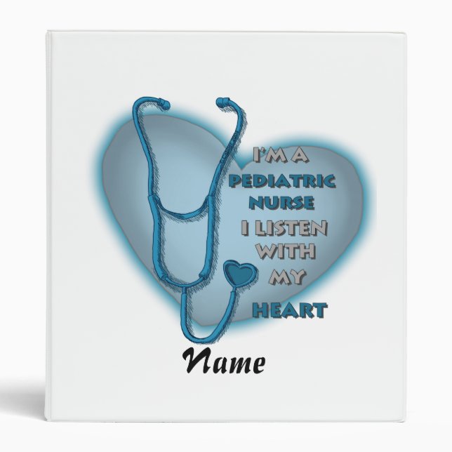 Blue Heart Pediatric Nurse 3 Ring Binder (Front)