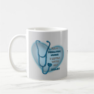 Blue Heart Pediatric Nurse Coffee Mug
