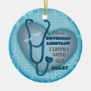 Blue Heart Physician Assistant Ceramic Ornament