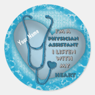 Blue Heart Physician Assistant Classic Round Sticker