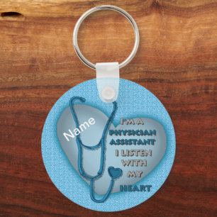 Blue Heart Physician Assistant Keychain