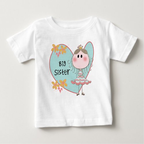 Blue Heart Princess Big Sister Baby T_Shirt