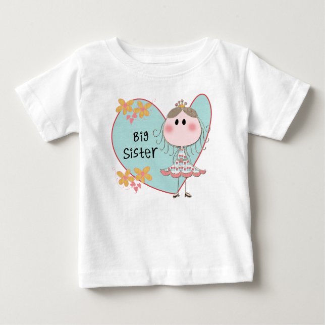 Blue Heart Princess Big Sister Baby T-Shirt (Front)