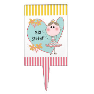 Blue Heart Princess Big Sister Cake Topper