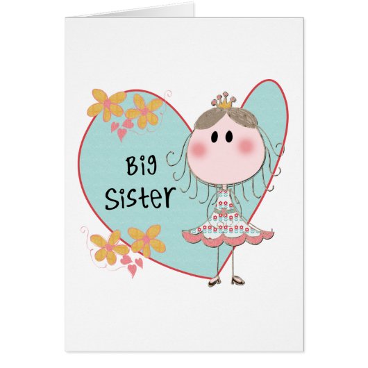Blue Heart Princess Big Sister Cards (Front)