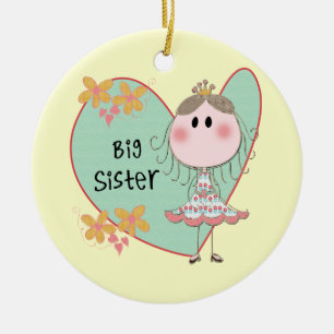 Blue Heart Princess Big Sister Ceramic Ornament