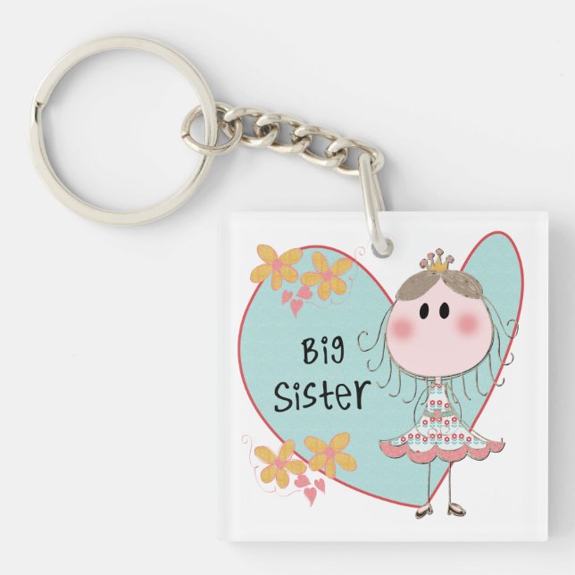 Blue Heart Princess Big Sister Keychain (Front)