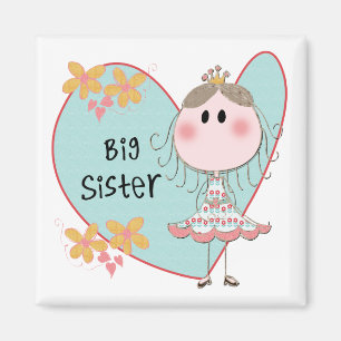 Blue Heart Princess Big Sister Magnet