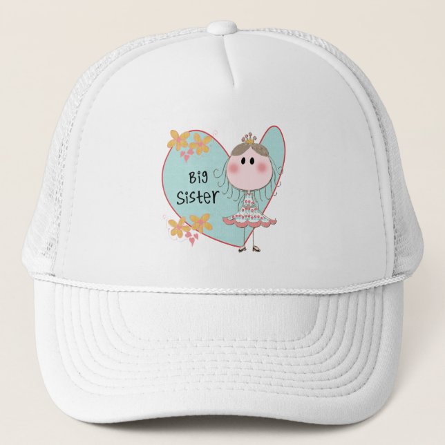 Blue Heart Princess Big Sister Trucker Hat (Front)