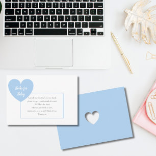 Blue Heart  Request Books for Baby Boy Shower Enclosure Card