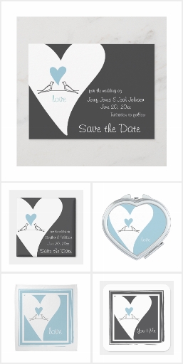 Blue Heart Rustic Wedding Save The Date and Gifts