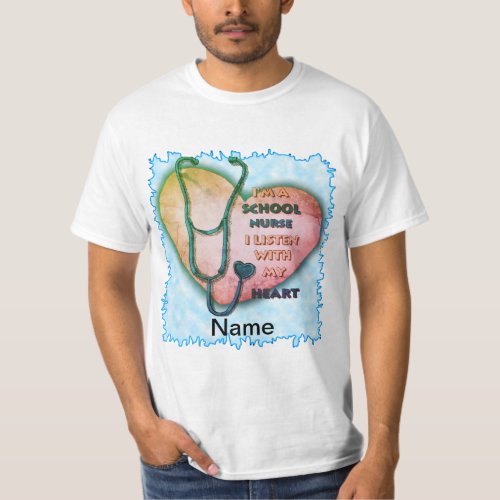 Blue Heart School Nurse T_Shirt