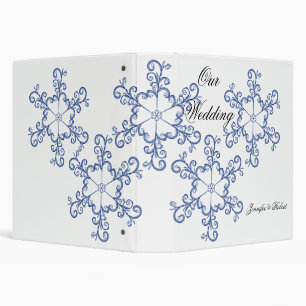 Blue Heart Snowflake Wedding Album 3 Ring Binder