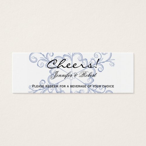 Blue Heart Snowflake Wedding Drink Tickets Business Card