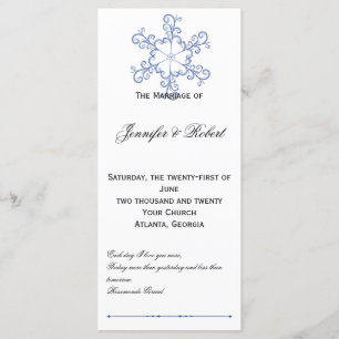 Blue Heart Snowflake Wedding Program