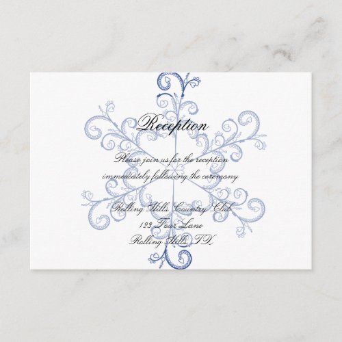 Blue Heart Snowflake Wedding Reception Invitation
