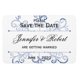 Blue Heart Snowflake Wedding Save the Date Magnet