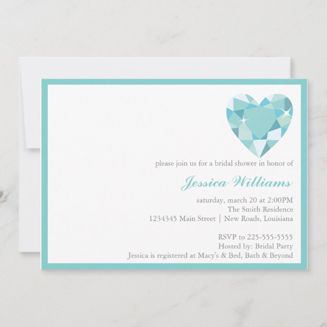 Blue Heart Stone Bridal Shower Invitation (Front)