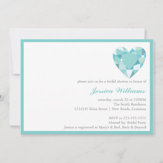 Blue Heart Stone Bridal Shower Invitation
