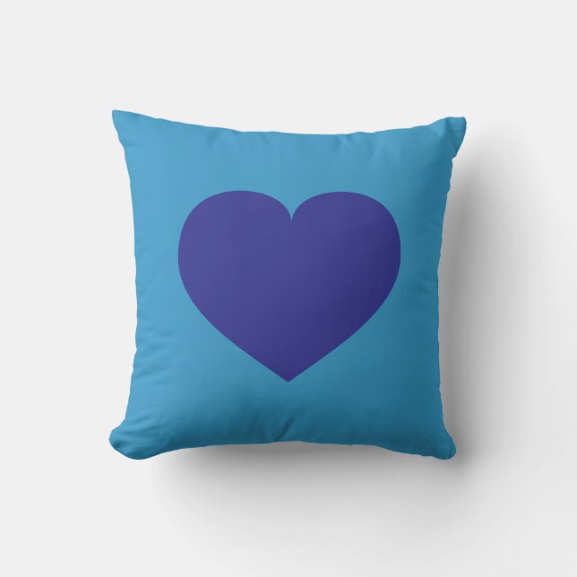 Blue Heart Throw Pillow (Front)
