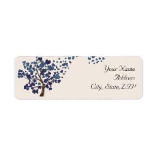 Blue Heart Tree on Ivory Return Address Label