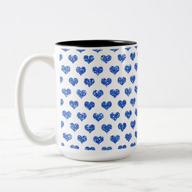 Blue Heart Two-Tone Coffee Mug (Left)
