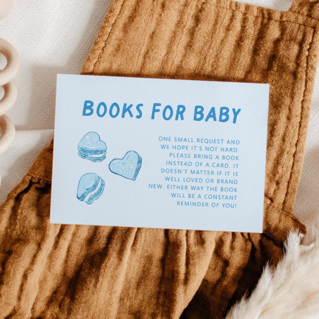 Blue Heart Valentine Baby Shower Book Request  Enclosure Card (Creator Uploaded)