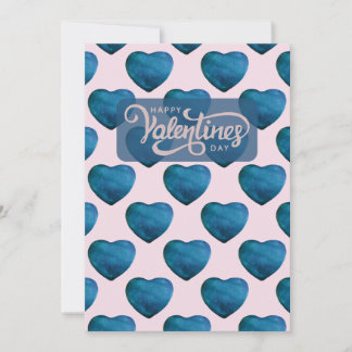 Blue Heart Valentine's Day Pattern  Romantic  Holiday Card